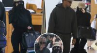 Bianca Censori totes a Birkin bag at the airport with Kanye West