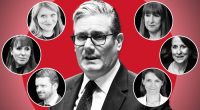 Starmer with (clockwise from bottom left) Morgan McSweeney, Angela Rayner, Claire Reynolds, Rachel Reeves, Liz Kendall and Liz Lloyd