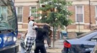Street brawl between several women over a parking spot.