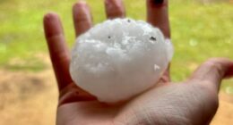 Huge hailstone fell in Stanthorpe, Queensland on Tuesday.