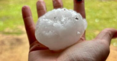 Huge hailstone fell in Stanthorpe, Queensland on Tuesday.