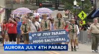 Chicago area suburbs including Aurora celebrating 4th of July with parades
