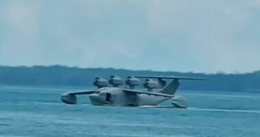 A wing-in-ground effect vehicle on the water.