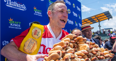 Contestants, including Joey Chestnut and Miki Sudo, weigh in for Nathan's Hot Dog Eating Contest at Hudson Yards
