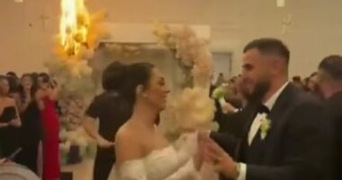Decorative entranceway catches fire during Sydney wedding reception