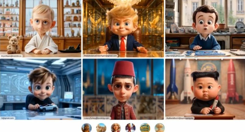 Collage of illustrations of world leaders as children.