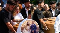 Diogo Jota's wife Rute Cardoso helps carry coffin at funeral