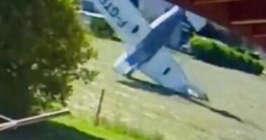 Disturbing surveillance footage shows tourist French Alps plane crash that killed three people