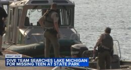 Dive team returns to Lake Michigan to continue recovery effort for teen near IL Beach State Park after boy knocked into water