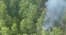 The site of a plane crash in Russia.