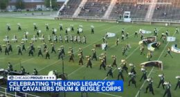 Drum Corps International: Cavaliers Drum and Bugle Corps preparing for home DCI performance at Benedictine University in Lisle