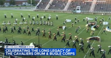 Drum Corps International: Cavaliers Drum and Bugle Corps preparing for home DCI performance at Benedictine University in Lisle
