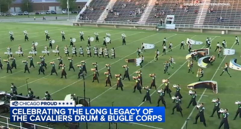 Drum Corps International: Cavaliers Drum and Bugle Corps preparing for home DCI performance at Benedictine University in Lisle