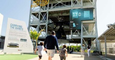 Experience rocket test fire simulation at Kennedy Space Center Visitor Complex
