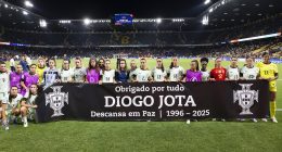 Fans worldwide pay tribute to Diogo Jota after his tragic death as Liverpool supporters sing You'll Never Walk Alone outside Anfield and banner is displayed at Portugal's Women's Euros clash with Spain