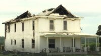 Fire-damaged house.