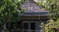 Camp Mystic Recreation Hall damaged by flood.