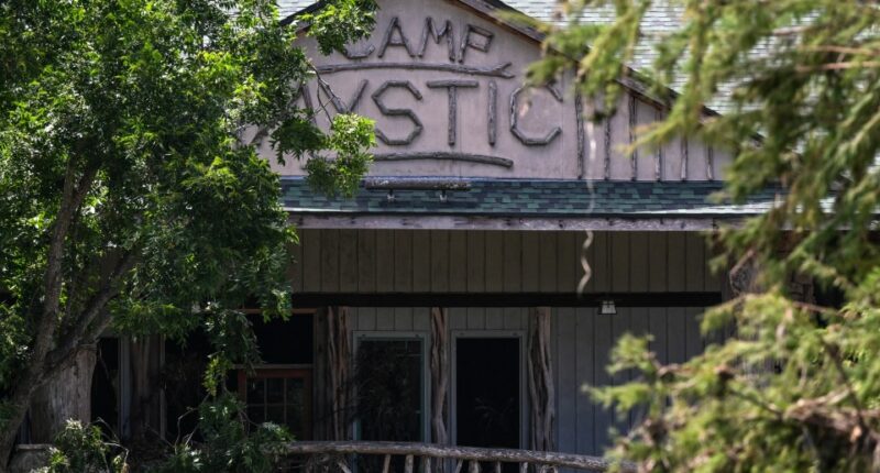 Camp Mystic Recreation Hall damaged by flood.