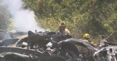 Aftermath of a head-on collision.