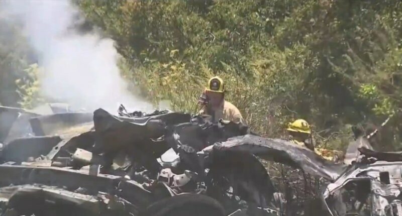 Aftermath of a head-on collision.