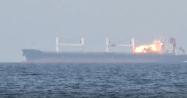 Screengrab of the Eternity C bulker being attacked in the Red Sea.