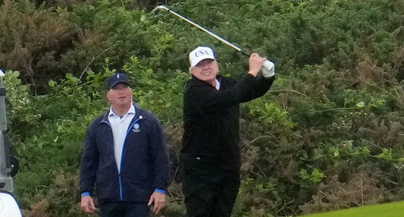 Huge military operation locks down golf course as Trump plays a round