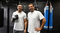 Sonny Bill Williams (left) meets Mail Sport's Nik Simon at Opetaia Boxing Club in Sydney