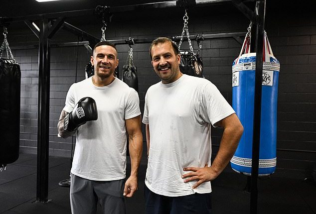 Sonny Bill Williams (left) meets Mail Sport's Nik Simon at Opetaia Boxing Club in Sydney