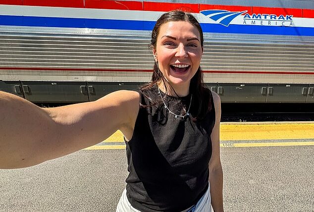 Chloé Höglund , 34, who is originally from New Zealand, has traveled over 8,000 miles across the US by train