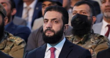Syria's interim President Ahmed al-Sharaa at a celebration.