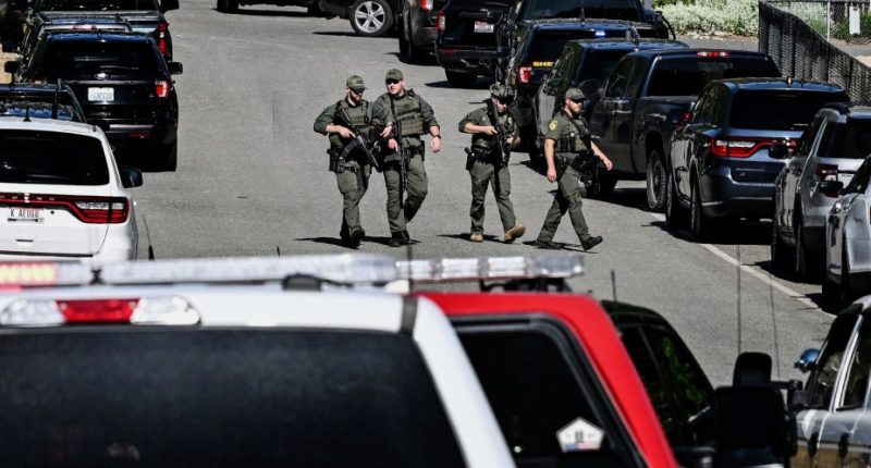 Police and fire crews responding to a shooting.