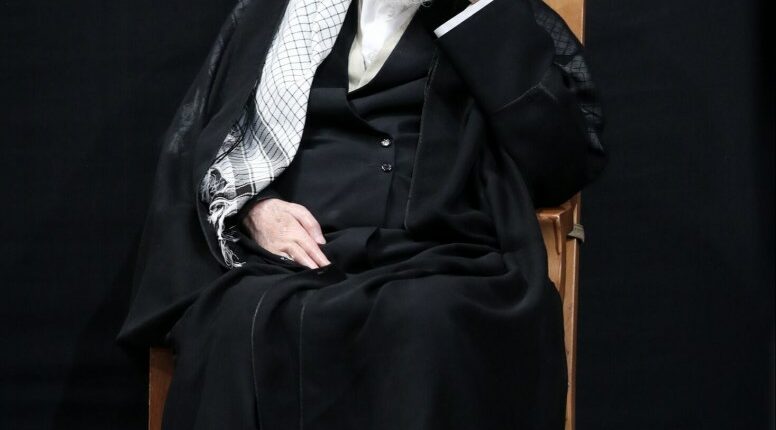 Ayatollah Ali Khamenei at a mourning ceremony.