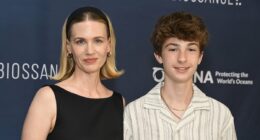 January Jones' son, 13, joins her on rare red carpet outing