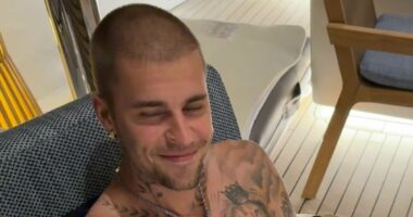 Justin Bieber seems in good spirits as he shares a rare smile