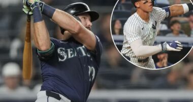 Mariners’ Cal Raleigh belts league-leading 36th homer to stay two ahead of Aaron Judge