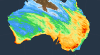 A seven-day precipitation graph for Australia, dated July 24, 2025.