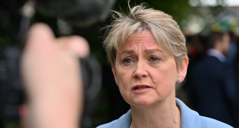 Yvette Cooper, Shadow Home Secretary, speaking to the media.