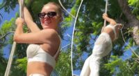 Model Madeline Holtznagel shows off her impressive strength
