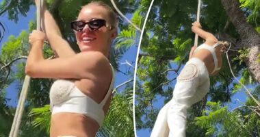 Model Madeline Holtznagel shows off her impressive strength