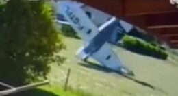 Moment tourist plane crashes yards from houses killing three