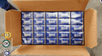 Inside a box of illicit cigarettes that were seized by Australian Border Force as part of Strike Force Aulic.