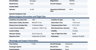 NTSB issues preliminary report on deadly Tennessee plane crash