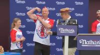 Nathan's Hot Dog Eating Contest at Coney Island, NYC features Joey 'Jaws' Chestnut hoping for a comeback victory