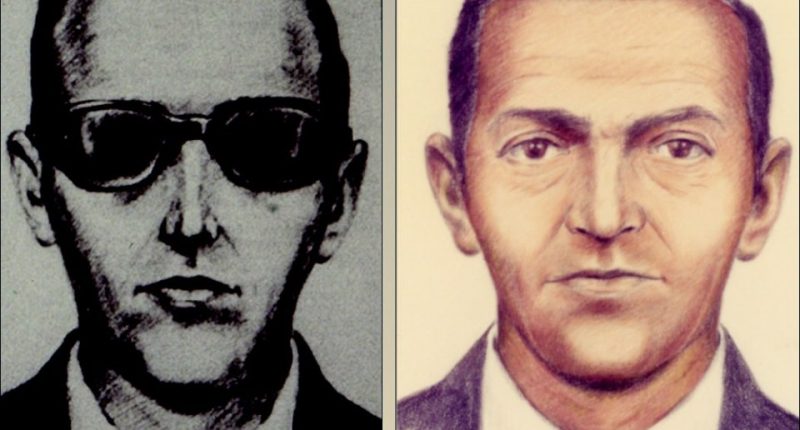 Two illustrations of D.B. Cooper.