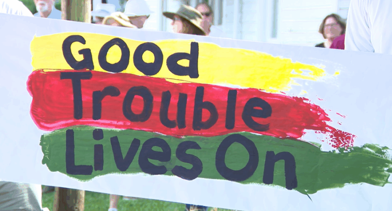 People in Aiken take part in national Good Trouble rally