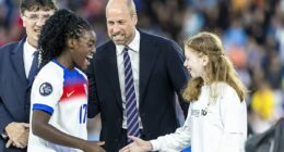People praise 'fabulous' mystery girl who broke royal protocol with Prince William on Euros podium - as her identity is finally revealed