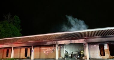 Postal inspectors investigating fiery car crash at California post office as an intentional act