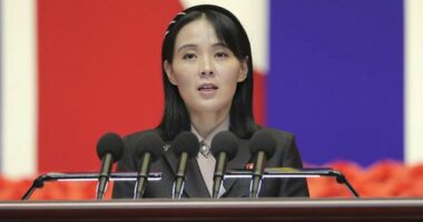 FILE - This photo provided by the North Korean government, Kim Yo Jong, sister of North Korean leader Kim Jong Un, delivers a speech during a national meeting against the coronavirus, in Pyongyang, North Korea, on Aug. 10, 2022. Independent journalists were not given access to cover the event depicted in this image distributed by the North Korean government. The content of this image is as provided and cannot be independently verified. (Korean Central News Agency/Korea News Service via AP, File)