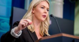 Karoline Leavitt at White House press briefing.