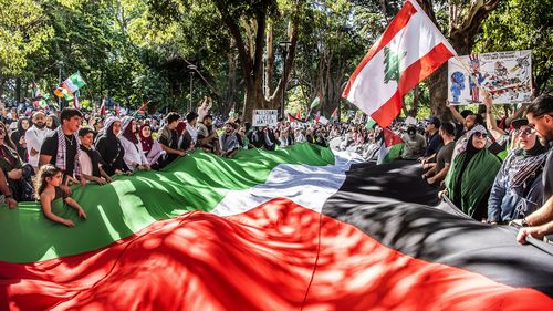 Palestine Action Group Sydney march from Hyde Park North (near the Archibald Fountain) to Belmore Park.  29th October 2023 Photo: Steven Siewert